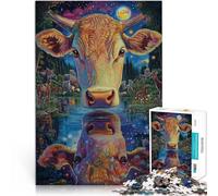 Puzzle da 1000 pezzi per adolescenti Dipingere a colori la mucca Giocattoli di gioco impegnativi Adatto per la decorazione del desktop 38x26cm
