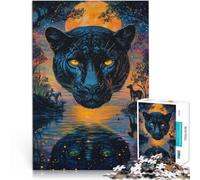 Puzzle da 1000 pezzi per adolescenti Dipingere a colori la pantera nera Gara di velocità delle mani è ideale come regalo per tutta la famiglia 38x26cm