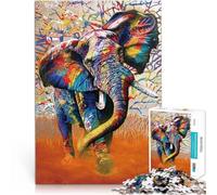 Puzzle da 1000 pezzi per adolescenti Dipingere a colori l'elefante Attività per famiglie Ogni pezzo è unico - Gioco divertente e stimolante per tutta la famiglia 52x38cm