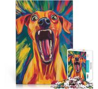 Puzzle da 1000 pezzi per adolescenti Dipingere un cane con colori vivaci Sfida difficile Attività divertenti a casa, regali di compleanno, regali di viaggio, 52x38cm