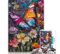 Puzzle da 1000 pezzi per adolescenti, dipinto a olio con farfalle, antistress, sfida difficile, ideale come regalo per tutta la famiglia dai 14 anni in su, 38x26cm