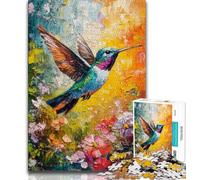 Puzzle da 1000 pezzi per adolescenti, dipinto a olio di colibrì da 1000 pezzi per adolescenti, gioco a quiz, decorazione da parete, regali unici per compleanno e Natale (dimensioni 38x26cm)