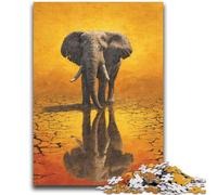 Puzzle da 1000 pezzi per adolescenti, dipinto a olio di un elefante africano, puzzle da 1000 pezzi, gioco stimolante, ideale come regalo per tutta la famiglia, 38x26cm