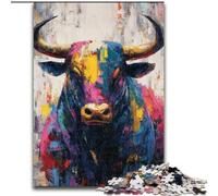 Puzzle da 1000 pezzi per adolescenti, dipinto a olio di un toro, giocattoli educativi ideali come regalo per tutta la famiglia dai 14 anni in su (dimensioni 50x75cm)