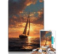 Puzzle da 1000 pezzi per adolescenti, dipinto a olio di una barca al tramonto, giocattoli per l'intrattenimento della famiglia, ideali come regalo per tutta la famiglia (38x26cm)