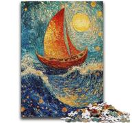 Puzzle da 1000 pezzi per adolescenti, dipinto a olio su barca a vela, divertimento per tutta la famiglia, ideale come regalo per tutta la famiglia dai 14 anni in su, 50x75cm