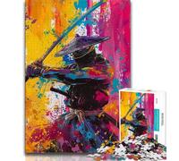 Puzzle da 1000 pezzi per adolescenti, dipinto a olio su tela raffigurante un samurai ninja, gioco per famiglie, antistress, sfida difficile, rafforza l'amore tra coppie (75x50cm)