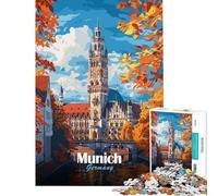 Puzzle da 1000 pezzi per adolescenti dipinto del paesaggio urbano di Monaco gioco rompicapo giocattolo intellettuale ottimo regalo per donne (dimensioni 38x26cm)