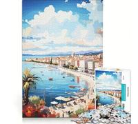 Puzzle da 1000 pezzi per adolescenti, dipinto della passeggiata di Cannes, giocattolo decorativo da parete, difficile e stimolante, ottimo regalo per gli appassionati di videogiochi, 38x26cm
