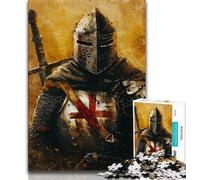 Puzzle da 1000 pezzi per adolescenti, dipinto di cavaliere medievale e guerriero, sfida difficile per alleviare lo stress, regali di Babbo Natale segreto per ragazzi dai 14 anni in su, 38x26cm