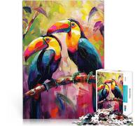 Puzzle da 1000 pezzi per adolescenti Dipinto di coppia di tucani Gioco intellettuale giocattolo Gioco educativo per compleanno e Natale 75x50cm