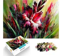 Puzzle da 1000 pezzi per adolescenti Dipinto di gladiolo rosso Per il divertimento in famiglia con poster abbinato e foglio di quiz 52x38cm