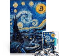 Puzzle da 1000 pezzi per adolescenti Dipinto di notte stellata di Bitcoin Giochi di relax Attività divertenti a casa, regali di compleanno, regali di viaggio, 75x50cm