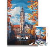 Puzzle da 1000 pezzi per adolescenti, dipinto di paesaggio urbano di Monaco, bellissimo gioco di design, sfida difficile, giocattoli antistress, dimensioni 50x75cm