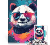 Puzzle da 1000 pezzi per adolescenti Dipinto di un orso panda fantastico Difficile e sfidante Lista dei desideri con Babbo Natale 70x100cm