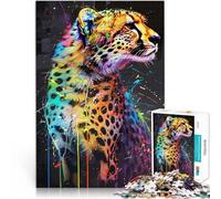 Puzzle da 1000 pezzi per adolescenti Dipinto Popart del ghepardo giocattoli educativi per l'apprendimento per la decorazione della casa 52x38cm