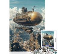 Puzzle da 1000 pezzi per adolescenti dirigibile steampunk paesaggio urbano decorazione per la casa giocattoli regali di Babbo Natale segreto gioco educativo aiuta a esercitare il cervello 38x52cm