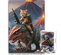 Puzzle da 1000 pezzi per adolescenti, divertente gatto militare, rilassante, dolce, per il tempo libero, taglio fine e liscio, giocattolo artigianale, dimensioni 38x26cm