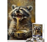 Puzzle da 1000 pezzi per adolescenti divertente procione che mangia cibo giocattolo decorazione da parete regalo di compleanno giochi rilassanti migliorare l'amore tra coppie dimensioni 50x75cm