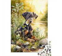 Puzzle Da 1000 Pezzi Per Adolescenti Doberman Pinscher Painting Puzzle Per Adolescenti Gioco Rompicapo Regali Per Donne Attività Divertenti A Casa 70x50cm/1000pcs