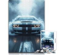 Puzzle da 1000 pezzi per adolescenti Dodge Challenger Burnout, giochi educativi ma anche un regalo divertente e umoristico per compleanni, dimensioni 50x75cm
