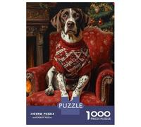 Puzzle Da 1000 Pezzi Per Adolescenti Dog in Christmas Sweater Portrait German Shorthaired Pointer in Sweater Puzzle Per Adulti Giocattoli Fai Da Te Decorazione Per La Casa Offerta Come Regalo Per Tut