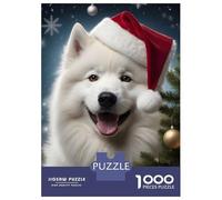 Puzzle Da 1000 Pezzi Per Adolescenti Dog Samoyed Santa Hat Puzzle Per Adulti Giochi Rilassanti Vacanza A Casa Passatempo Impegnativo Da Completare 38x26cm/1000pcs