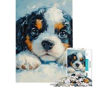 Puzzle da 1000 pezzi per adolescenti Dolce Cavalier King Charles Spaniel nella neve (无 Puzzle divertente Giochi Decorazione perfetta Offerta come regalo per tutta la famiglia (Dimensioni 50x75cm)