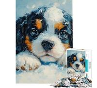 Puzzle da 1000 pezzi per adolescenti dolce Cavalier King Charles Spaniel nella neve (无 Puzzle per adulti giocattolo decorazione murale modello assemblaggio compleanno e Natale)