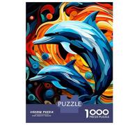 Puzzle Da 1000 Pezzi Per Adolescenti Dolphins in Abstract Colorful Ocean Puzzle Per Adulti Gioco Pratico Decorazione Da Parete Offerta Come Regalo Per Tutta La Famiglia 38x26cm/1000pcs