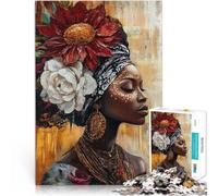 Puzzle da 1000 pezzi per adolescenti donna africana con fiore Gioco intellettuale giocattolo Migliorare l'amore tra le coppie 38x26cm