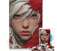 Puzzle da 1000 pezzi per adolescenti: Donna albina con piume rosse, giocattolo educativo, sfida impegnativa, ideale come regalo 38x26cm