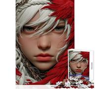 Puzzle da 1000 pezzi per adolescenti donna albina con piume rosse gioco educativo adatto a coppie giocattolo decorativo per la casa regalo per amici e familiari (38x52cm)