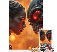 Puzzle da 1000 pezzi per adolescenti donna che affronta una creatura aliena decorazione per la casa giocattoli regalo divertente gioco pratico Ogni pezzo è unico Dimensioni: 50x75cm