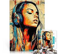 Puzzle da 1000 pezzi per adolescenti Donna che ascolta musica Giocattoli da gioco per regalo di famiglia Migliorare l'amore tra le coppie 52x38cm