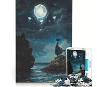 Puzzle da 1000 pezzi per adolescenti: donna che osserva il cielo illuminato dalla luna gioco pratico per divertimento in famiglia adatto come decorazione da scrivania 38x26cm