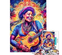 Puzzle da 1000 pezzi per adolescenti donna che suona la chitarra gioco psichedelico interattivo giocattolo coinvolgente per coltivare la pazienza regalo di compleanno decorazione per la casa (50x75cm)