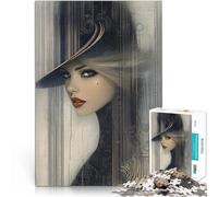 Puzzle da 1000 pezzi per adolescenti Donna con cappello, arte astratta Analisi e logica con pezzi completamente interconnessi di forma casuale 75x50cm