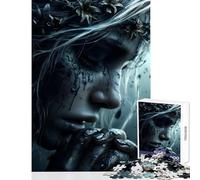 Puzzle da 1000 pezzi per adolescenti donna con corona floreale in contemplazione decorazione per la casa giocattoli regalo per compleanni giochi educativi ogni pezzo è unico - dimensioni 50x75cm