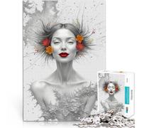 Puzzle da 1000 pezzi per adolescenti Donna con fiori nei capelli colore semi-matita Gioco educativo per famiglie Regalo di opere d'arte 38x26cm