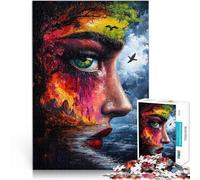 Puzzle da 1000 pezzi per adolescenti Donna con occhio paesaggistico Sfida difficile con pezzi completamente interconnessi di forma casuale 38x26cm