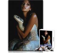 Puzzle da 1000 pezzi per adolescenti, donna con serpente, bellissimo gioco di design, migliora la memoria, regalo di compleanno, dimensioni 38x26cm