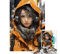 Puzzle da 1000 pezzi per adolescenti donna cyberpunk in arancione puzzle per adulti giocattolo decorativo da parete compleanno e Natale (dimensioni 38x26cm)