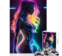 Puzzle da 1000 pezzi per adolescenti donna cyborg sexy in neon giocattoli fai da te regali per donne e uomini gioco pratico collezione di artisti belle arti dimensioni 38x52cm