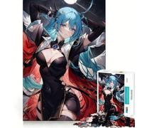 Puzzle da 1000 pezzi per adolescenti,donna dai capelli blu,disegno dal taglio preciso,gioco per allenare la mente,momento di relax,divertimento per il compleanno 38x52cm