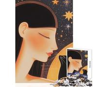 Puzzle da 1000 pezzi per adolescenti Donna e gatto sotto le stelle Giocattoli antistress Regali per donne Uomini Giochi per famiglie Interessanti riduzione dello stress Dimensioni 38x26cm