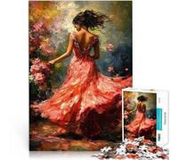 Puzzle da 1000 pezzi per adolescenti Donna elegante ispirata all'impressionismo in abito floreale Giocattoli da gioco Buon regalo 75x50cm