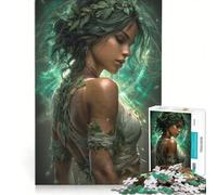 Puzzle da 1000 pezzi per adolescenti: Donna eterea con foglie e aura verde, gioco divertente, stimolante da completare, ideale come regalo per tutta la famiglia 50x75cm
