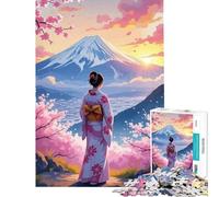 Puzzle da 1000 pezzi per adolescenti Donna giapponese in kimono con il Monte Fuji sullo sfondo Aiuta ad allenare la mente a sviluppare capacità di analisi e logica Gioco educativo per ragazzi