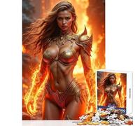 Puzzle da 1000 pezzi per adolescenti Donna guerriera dorata con poteri di fuoco Puzzle da 1000 pezzi per la decorazione della casa giocattoli idee regalo antistress (50x75cm)